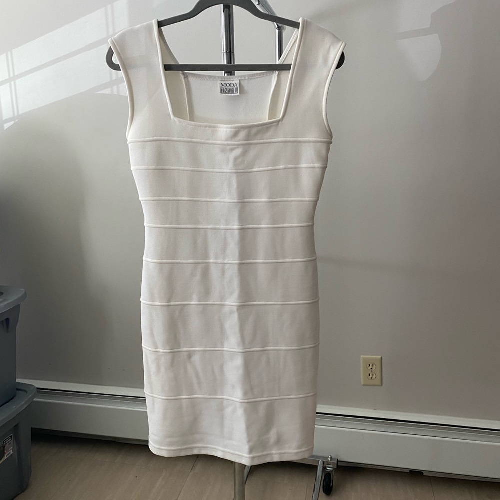 Moda Luxe Ivory Square-Neck Mini Bandage Dress